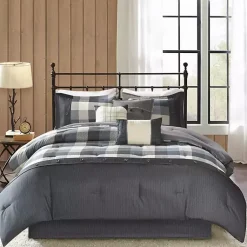 Kirklands Home Gray Buffalo Herringbone Queen 7-pc. Comforter Set Hot