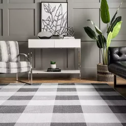 Kirklands Home Gray Buffalo Plaid Washable Area Rug, 4x6 Best