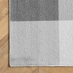 Kirklands Home Gray Buffalo Plaid Washable Area Rug, 5x8 New