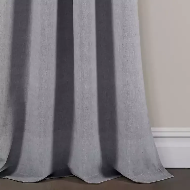 Kirklands Home Gray Button and Stripe Curtain Panel Set, 95 in. Clearance
