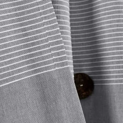 Kirklands Home Gray Button and Stripe Curtain Panel Set, 95 in. Clearance