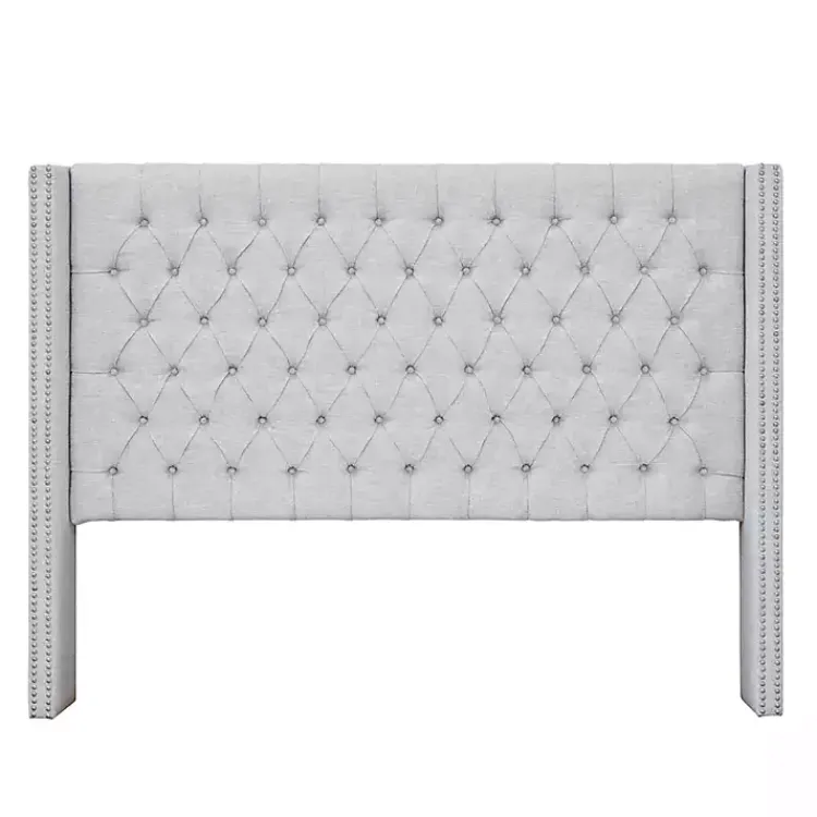 Kirklands Home Button Tufted Nailhead Trim Queen Headboard Gray Clearance
