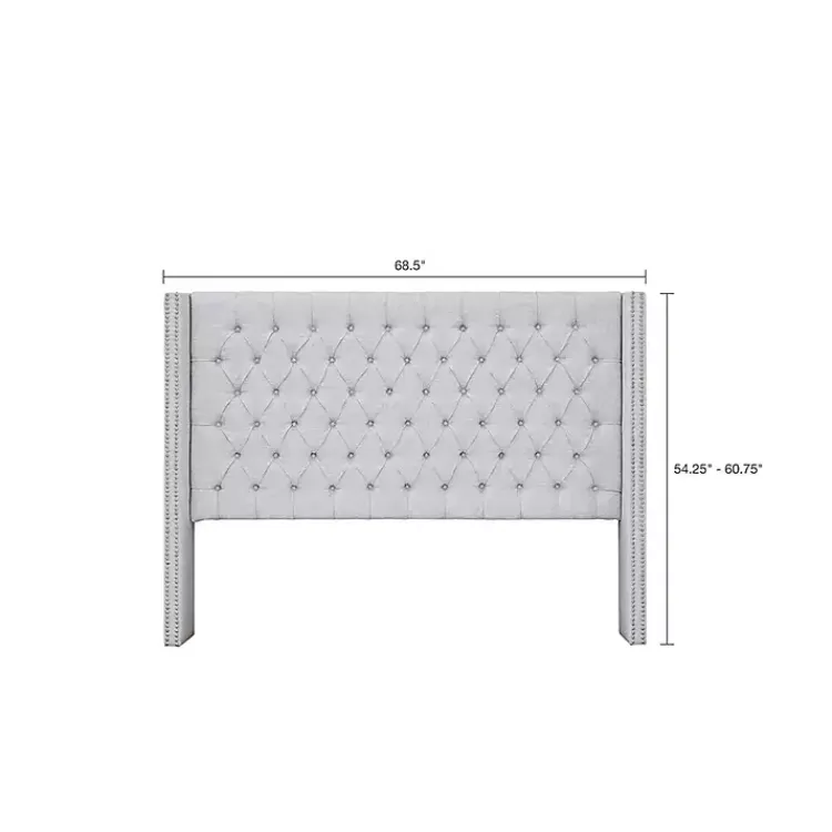 Kirklands Home Button Tufted Nailhead Trim Queen Headboard Gray Clearance