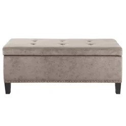 Kirklands Home Button Tufted Storage Bench Gray Hot