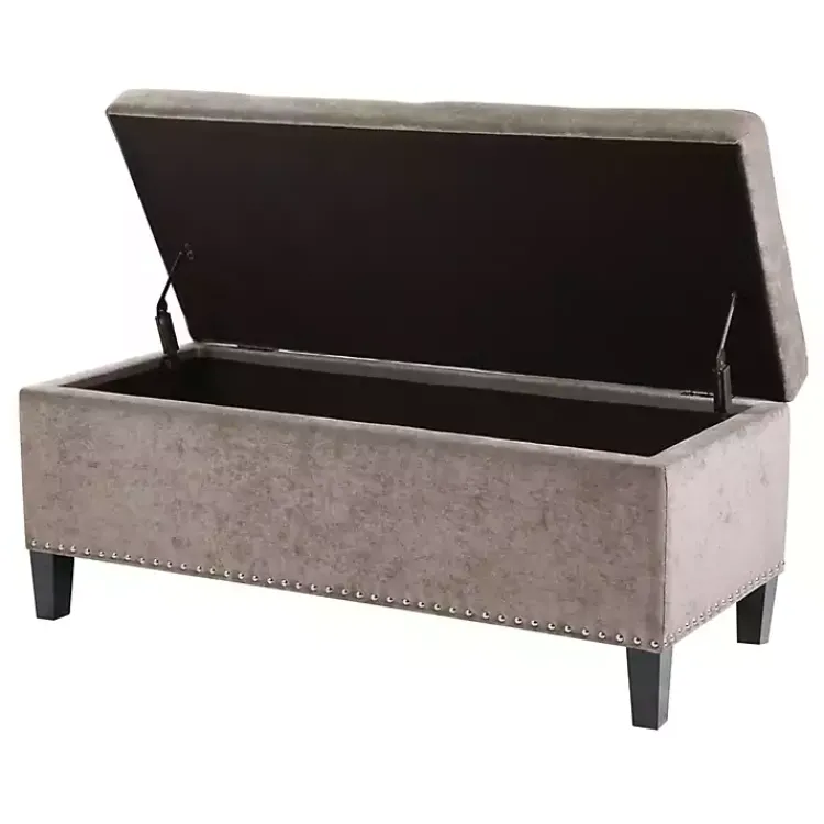 Kirklands Home Button Tufted Storage Bench Gray Hot
