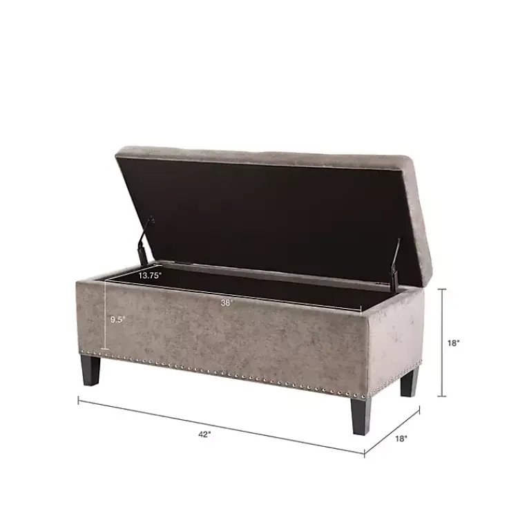 Kirklands Home Button Tufted Storage Bench Gray Hot