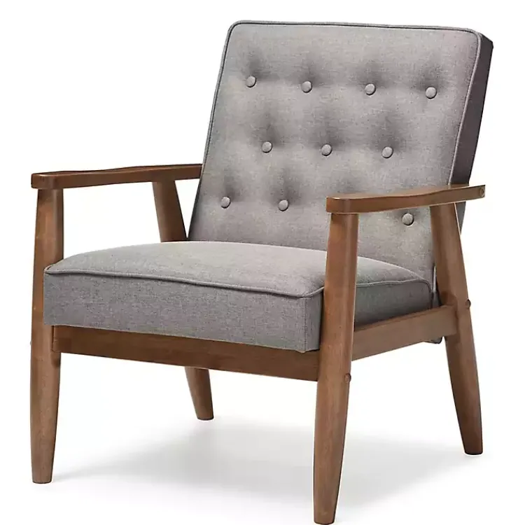 Kirklands Home Button-Tufted Sawyer Accent Chair Gray Hot