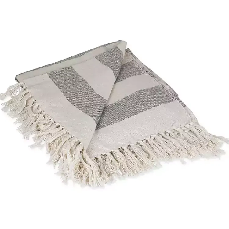 Blankets & Throws>Kirklands Home Cabana Stripe Throw Gray