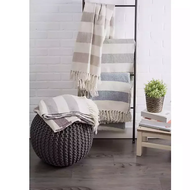 Blankets & Throws>Kirklands Home Cabana Stripe Throw Gray