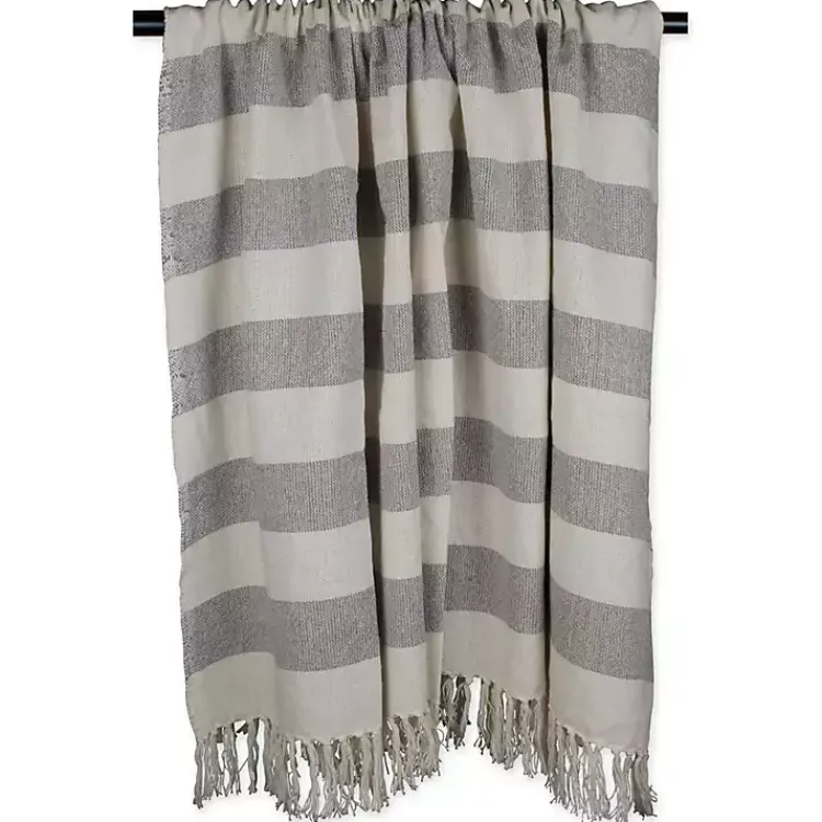 Blankets & Throws>Kirklands Home Cabana Stripe Throw Gray