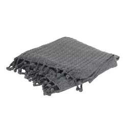 Blankets & Throws>Kirklands Home Cable Knit Tassel Throw Gray