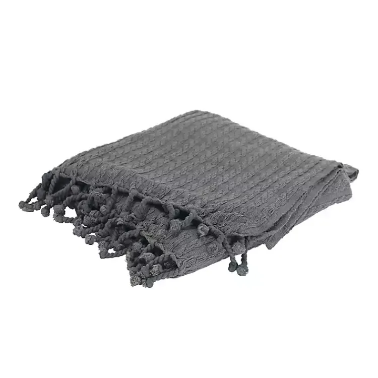 Blankets & Throws>Kirklands Home Cable Knit Tassel Throw Gray