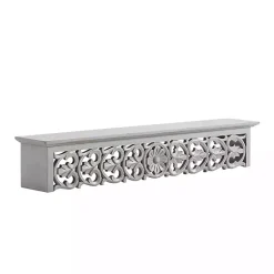 Kirklands Home Gray Carved Floral Decorative Wall Shelf Hot