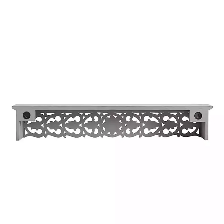 Kirklands Home Gray Carved Floral Decorative Wall Shelf Hot