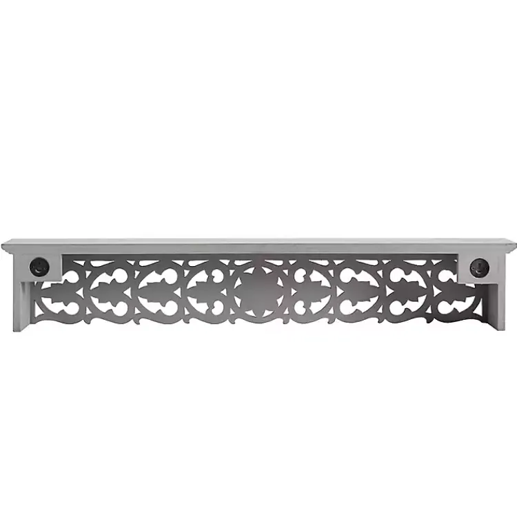 Kirklands Home Gray Carved Floral Decorative Wall Shelf Hot