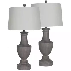 Kirklands Home Carved Urn Table Lamps, Set of 2 Gray