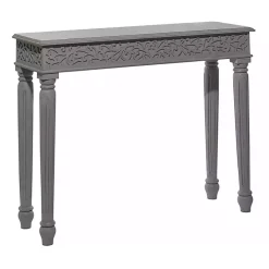 Kirklands Home Carved Wood Console Table Gray New