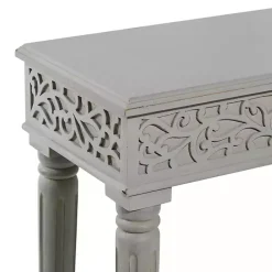 Kirklands Home Carved Wood Console Table Gray New