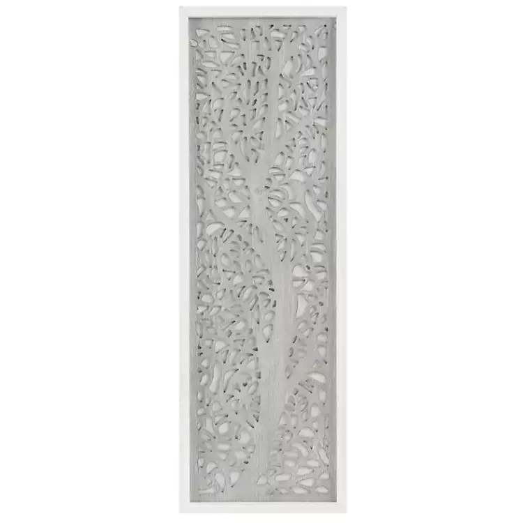 Kirklands Home Carved Wood Laurel Branches Panel Wall Plaque Gray Hot