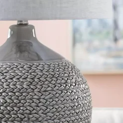 Kirklands Home Ceramic Braid Table Lamp Gray Clearance