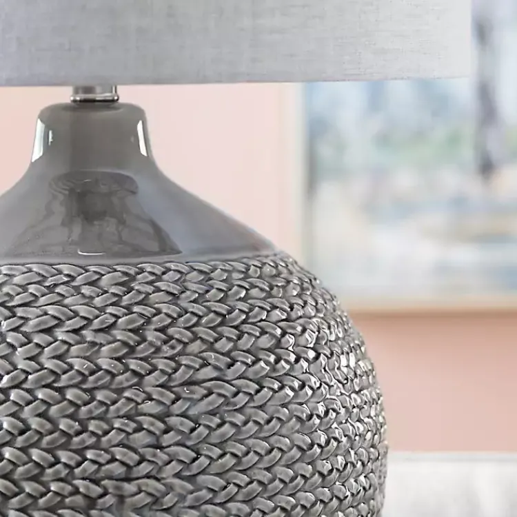 Kirklands Home Ceramic Braid Table Lamp Gray Clearance