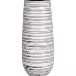 Vases>Kirklands Home Ceramic Striped Vase Gray