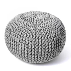 Poufs & Floor Cushions>Kirklands Home Chain Knitted Round Pouf Gray