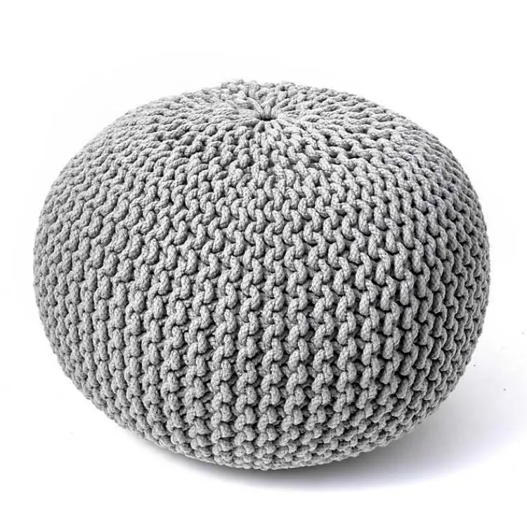 Poufs & Floor Cushions>Kirklands Home Chain Knitted Round Pouf Gray