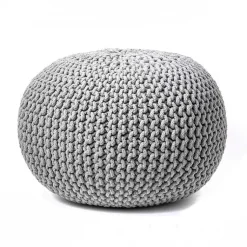 Poufs & Floor Cushions>Kirklands Home Chain Knitted Round Pouf Gray