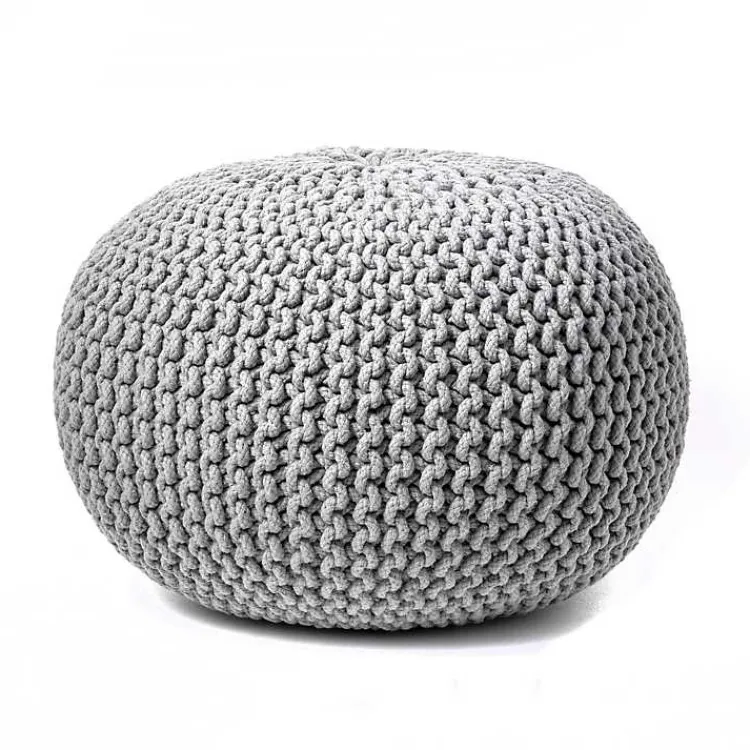 Poufs & Floor Cushions>Kirklands Home Chain Knitted Round Pouf Gray