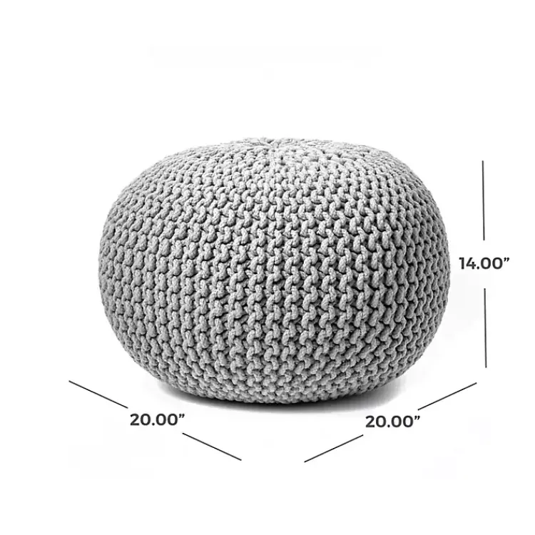 Poufs & Floor Cushions>Kirklands Home Chain Knitted Round Pouf Gray