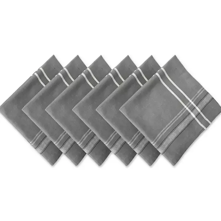 Kirklands Home Chambray French Stripe Napkins, Set of 6 Gray Clearance