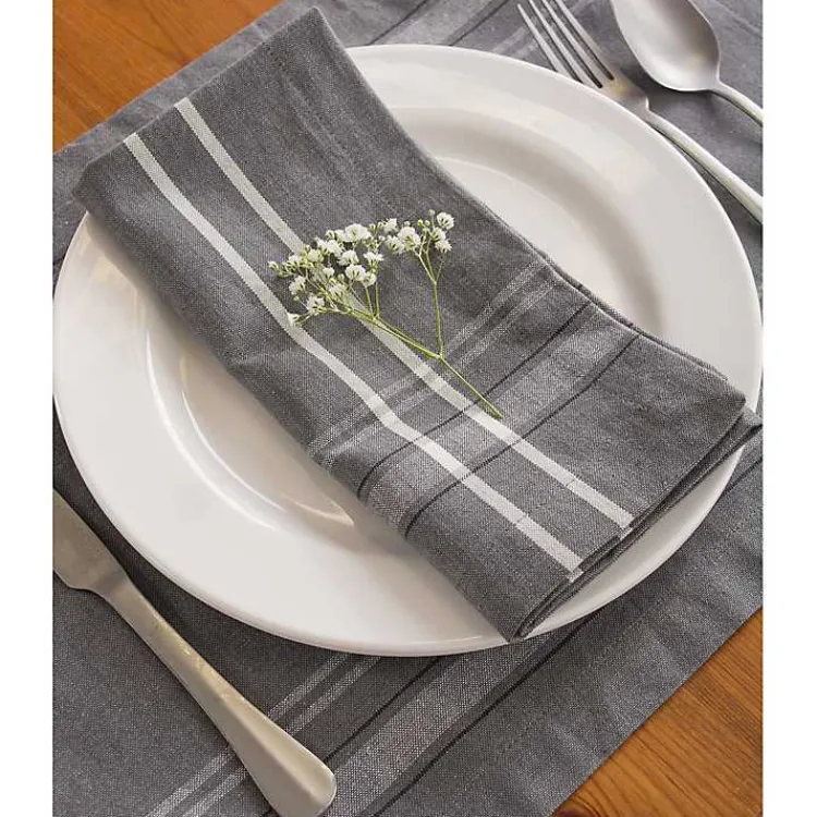 Kirklands Home Chambray French Stripe Napkins, Set of 6 Gray Clearance