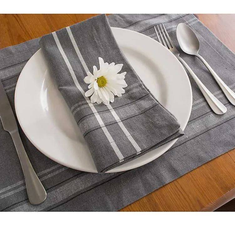 Kirklands Home Chambray French Stripe Napkins, Set of 6 Gray Clearance