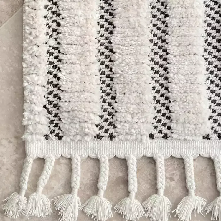 Kirklands Home Gray Checkered Tiles Area Rug with Tassels, 5x7 Outlet