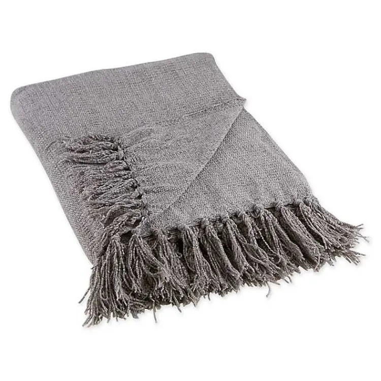 Blankets & Throws>Kirklands Home Chenille Fringe Throw Gray