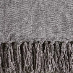 Blankets & Throws>Kirklands Home Chenille Fringe Throw Gray