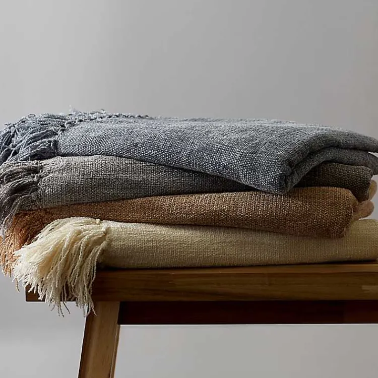 Blankets & Throws>Kirklands Home Chenille Fringe Throw Gray
