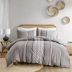 Kirklands Home Gray Chenille Tufted California King Comforter Set Discount