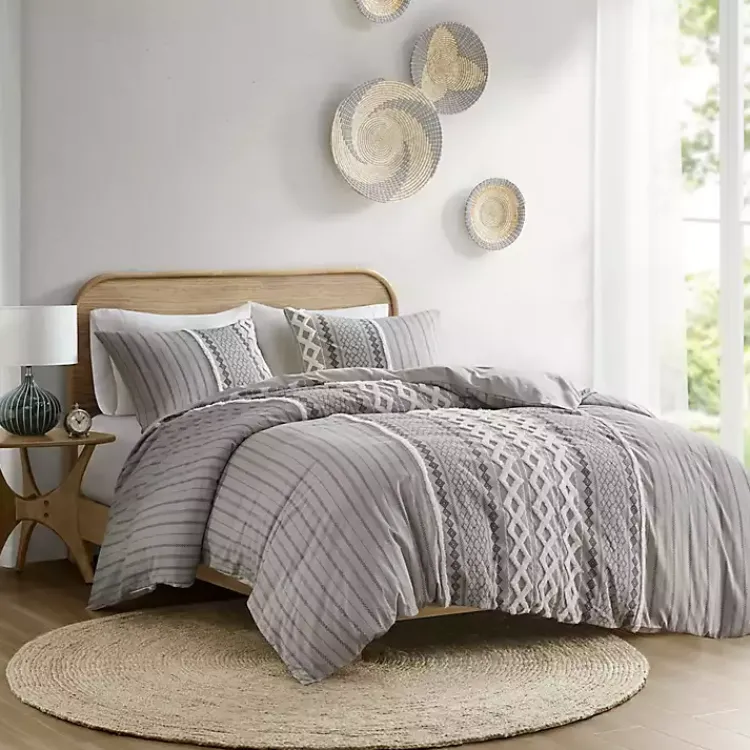 Kirklands Home Gray Chenille Tufted California King Comforter Set Discount