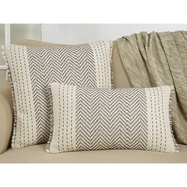 Pillows>Kirklands Home Gray Chevron Long Stitch Square Throw Pillow