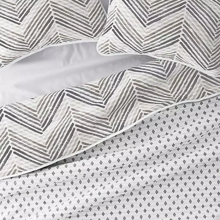 Kirklands Home Gray Chevron Reversible 3-pc. King Quilt Set Sale