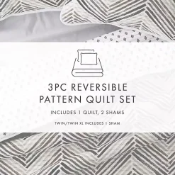 Kirklands Home Gray Chevron Reversible 3-pc. King Quilt Set Sale