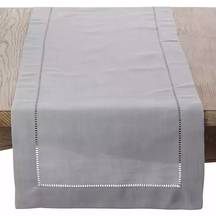 Kirklands Home Classic Hemstitch Border Polyester Runner Gray Hot
