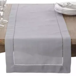 Kirklands Home Classic Hemstitch Border Polyester Runner Gray Hot