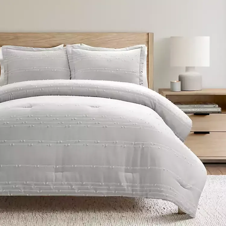 Kirklands Home Clipped Stripe 3-pc. Cali King Comforter Set Gray Sale
