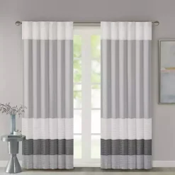 Kirklands Home Gray Color Block Striped Curtain Panel, 84 in.