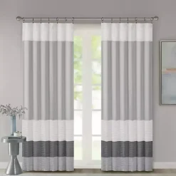 Kirklands Home Gray Color Block Striped Curtain Panel, 84 in.