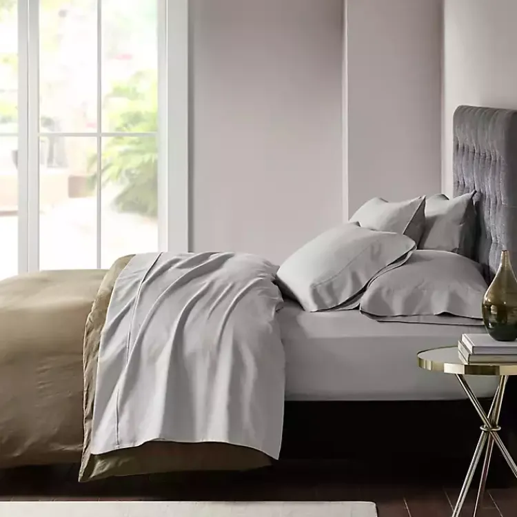 Kirklands Home Cotton Blend Sateen 6-pc. Queen Sheet Set Gray New