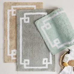 Kirklands Home Cotton Tufted Bath Mat with Border, 40 in. Gray Outlet